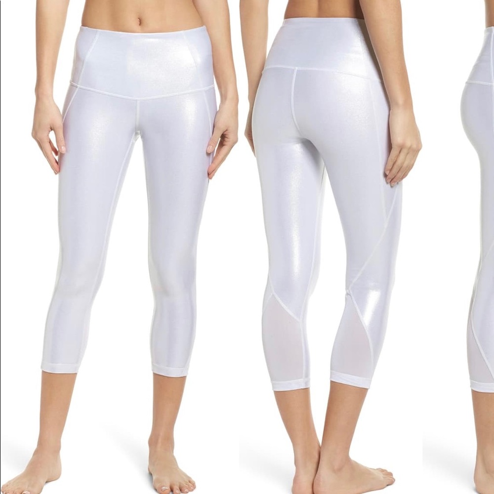 Zella Hatha Glitter High Waist Crop Leggings